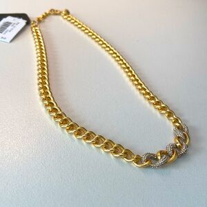 J. Crew Pavé Crystal Chain Necklace, Gold, NWT